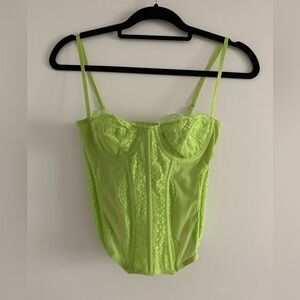 Lime Green Lace Bustier Top